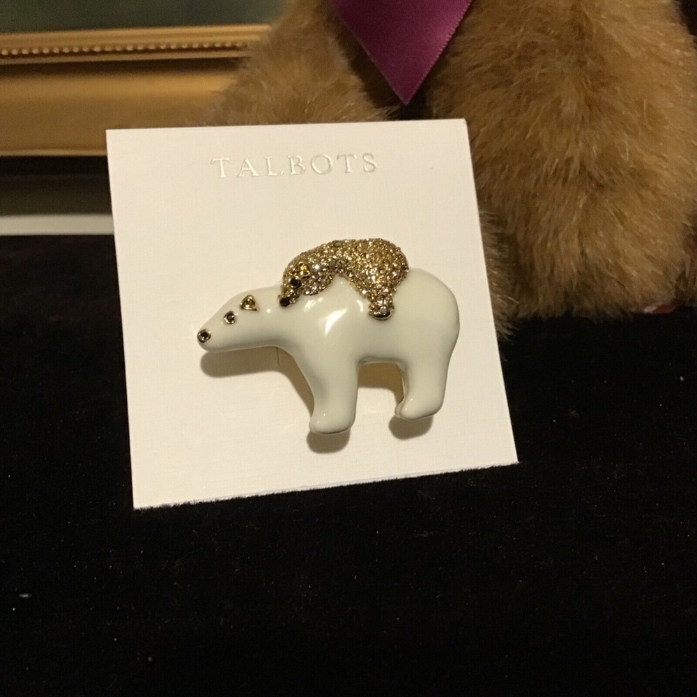 NWT Talbots Women's Gold tone Polar Bear Pin Brooch Jewelry $49.50 BE - Picture 2 of 3